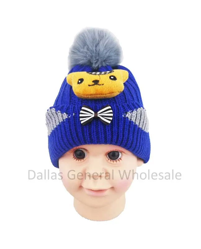 Toddlers Fur Lining Bear Beanie Hats Wholesale