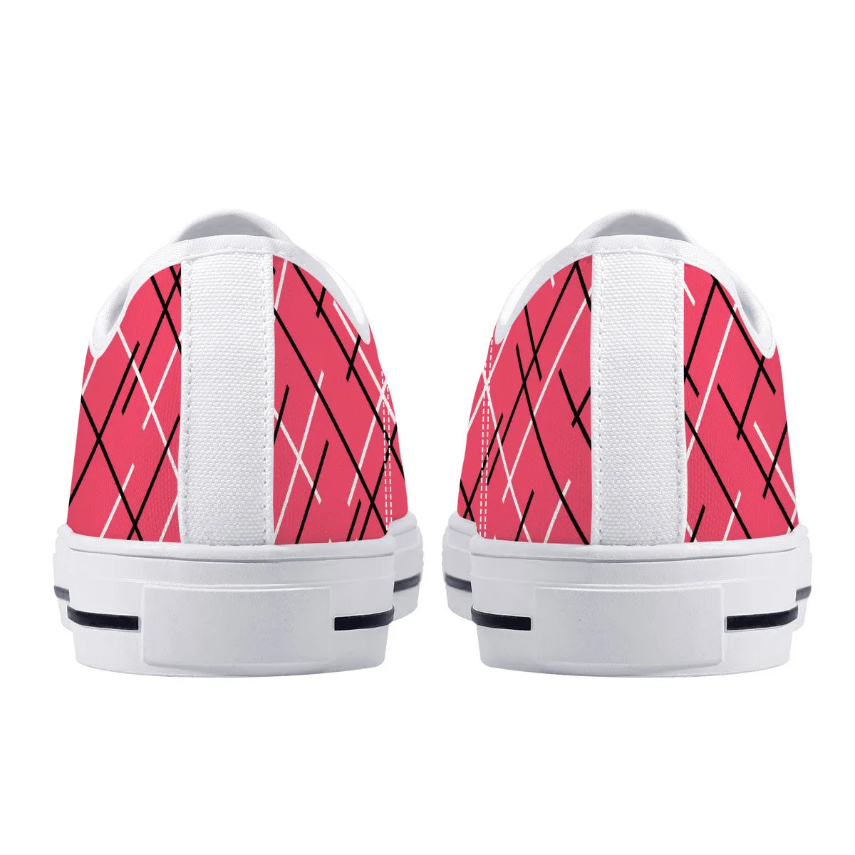 Unisex Low Top Canvas Shoes with Pink (Salmon) Abstract Design