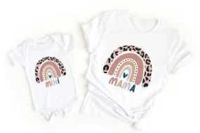 Vintage Leopard Rainbow Mama Tee & Mini Bodysuit