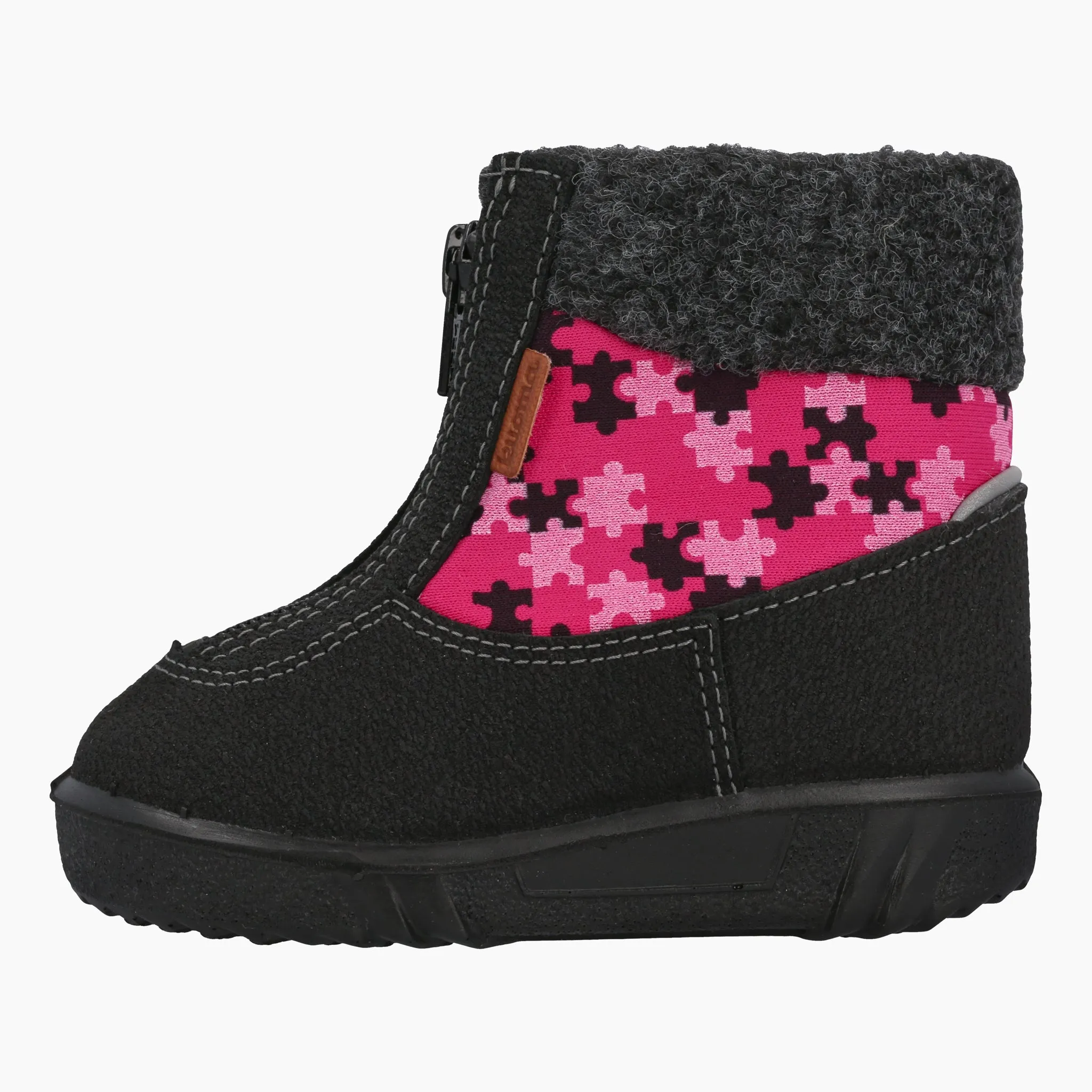 Winter boots Baby fleececollar, Pink Puzzle