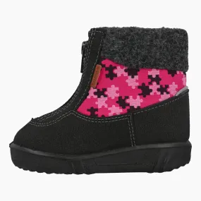 Winter boots Baby fleececollar, Pink Puzzle