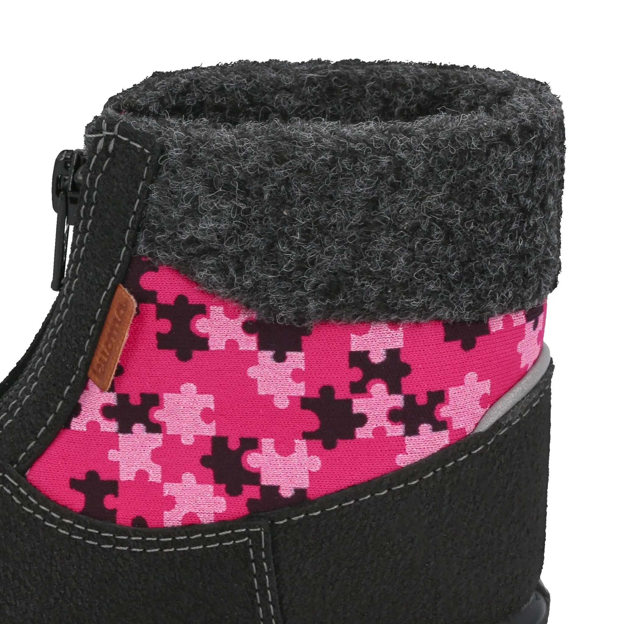 Winter boots Baby fleececollar, Pink Puzzle
