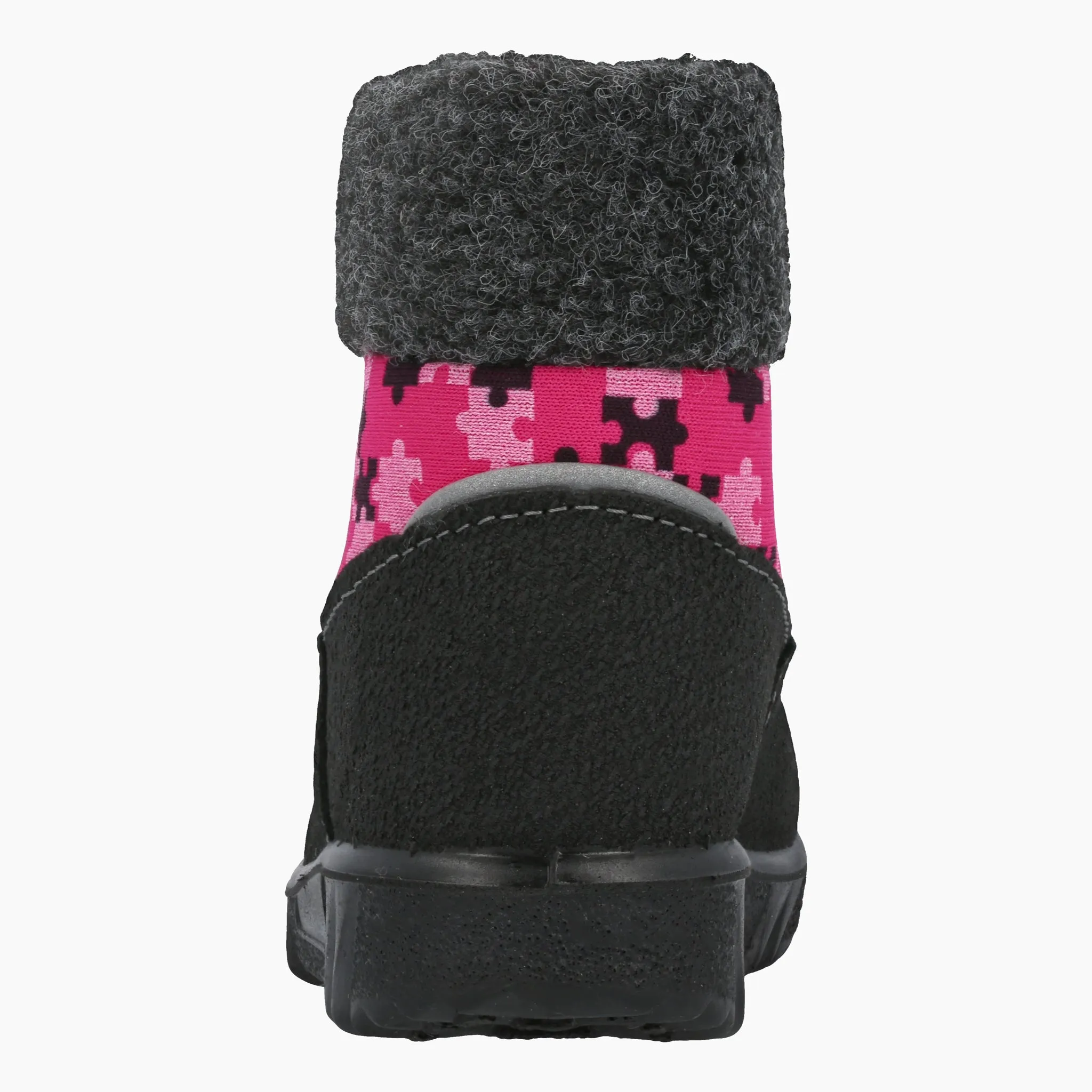 Winter boots Baby fleececollar, Pink Puzzle