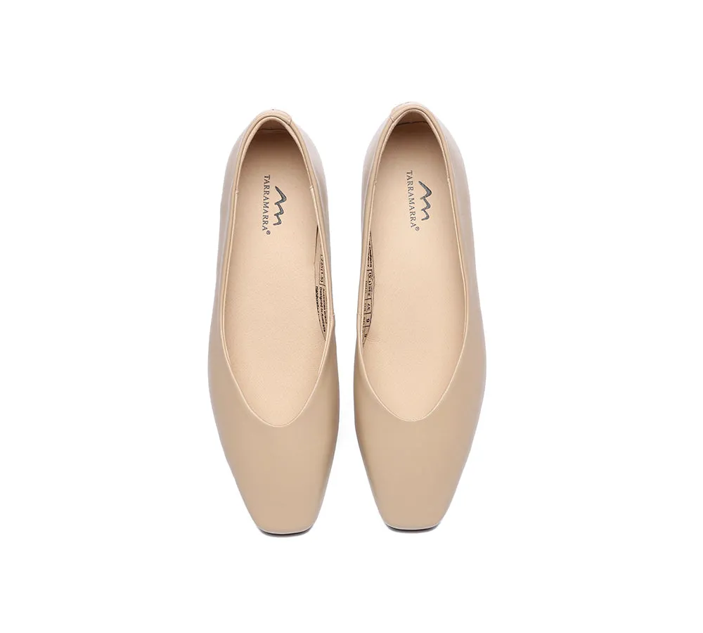 Women Flats Leather Square Toe Ballet Flats