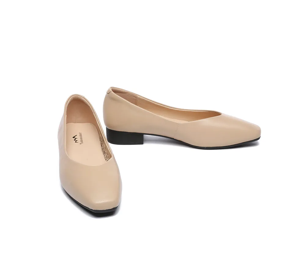 Women Flats Leather Square Toe Ballet Flats