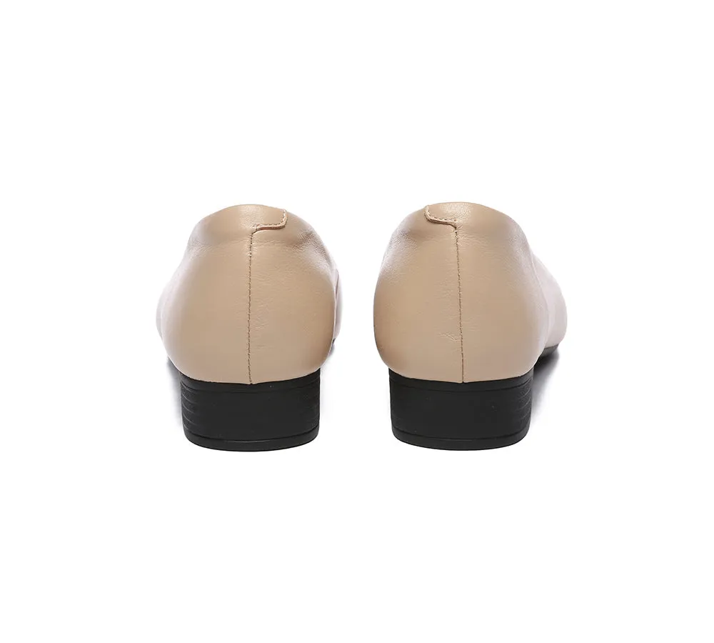 Women Flats Leather Square Toe Ballet Flats