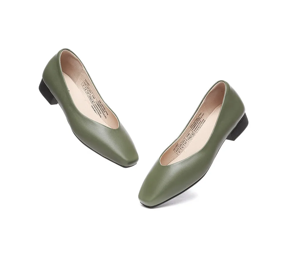 Women Flats Leather Square Toe Ballet Flats