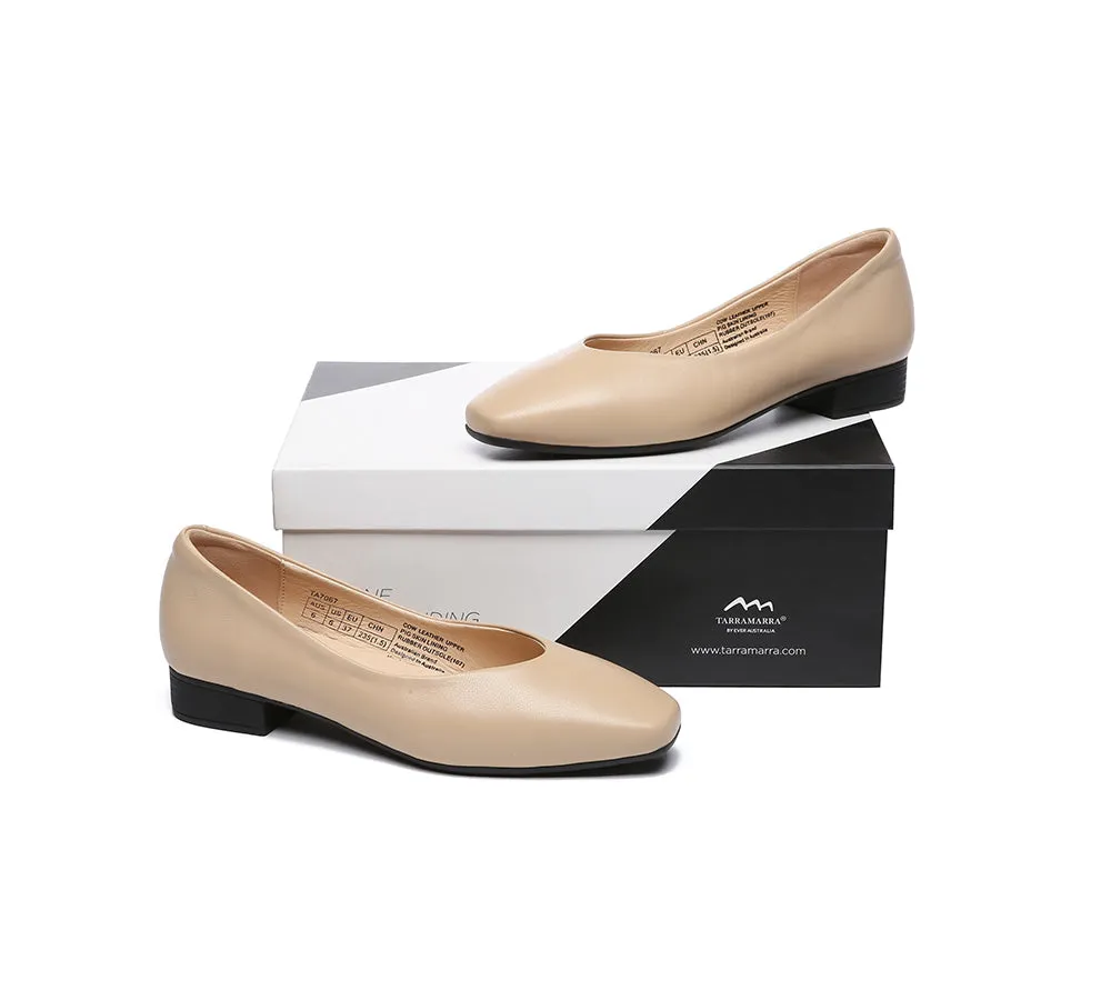 Women Flats Leather Square Toe Ballet Flats