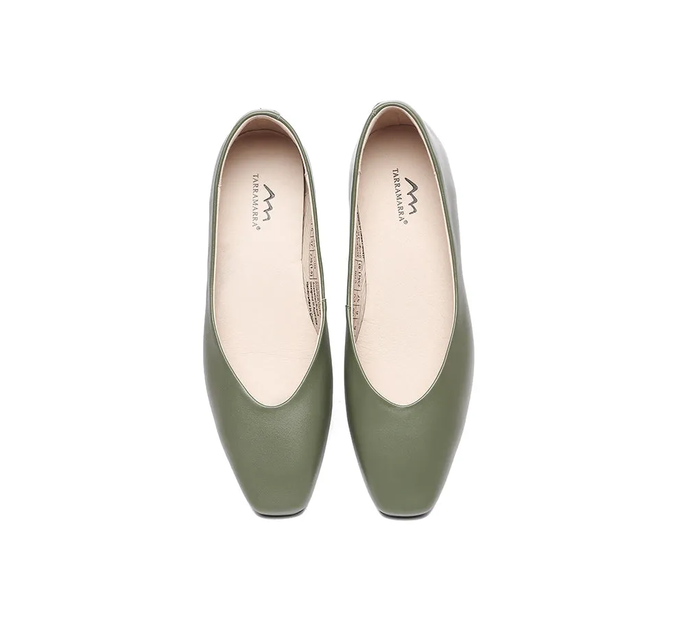 Women Flats Leather Square Toe Ballet Flats