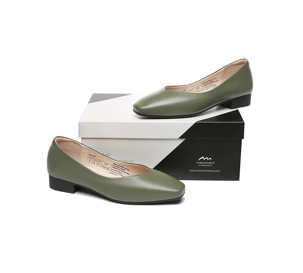 Women Flats Leather Square Toe Ballet Flats