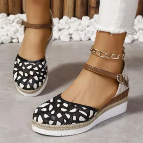 Women's Casual Wedge Hemp Rope Buckle Sandals 14755113S
