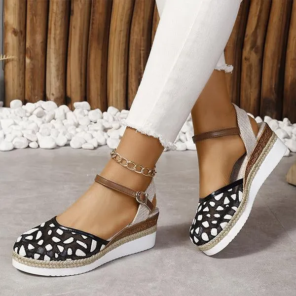 Women's Casual Wedge Hemp Rope Buckle Sandals 14755113S