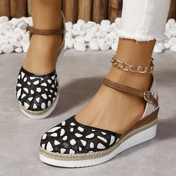 Women's Casual Wedge Hemp Rope Buckle Sandals 14755113S