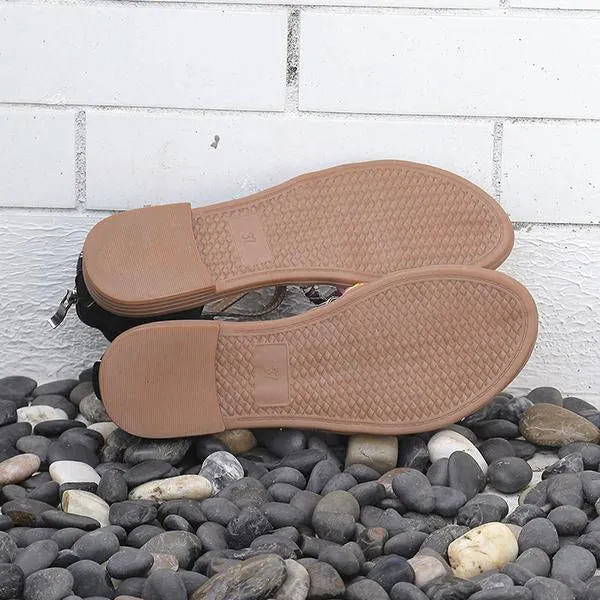 Women's Fish Mouth Zipper Bohemian Roman Sandals 65101132S