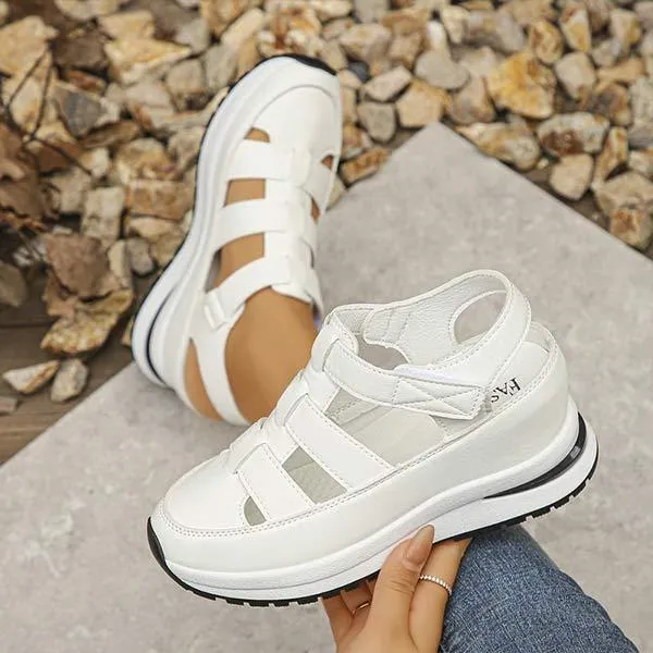 Women's Hollow Out Thick Sole Velcro Casual Sandals 77138356C