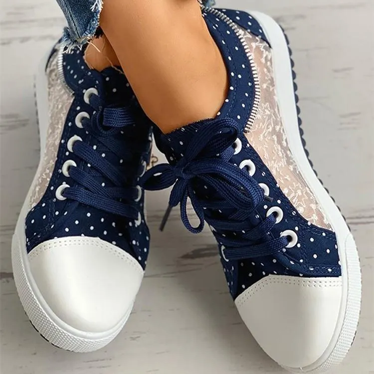 Women's mesh lace front lace canvas shoes summer fashion casual shoes