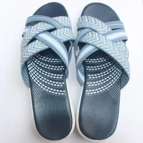 Women's Woven Cross Strap Color Block Flat Casual Sandals 77474101C