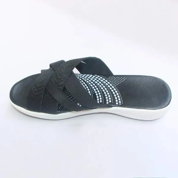 Women's Woven Cross Strap Color Block Flat Casual Sandals 77474101C