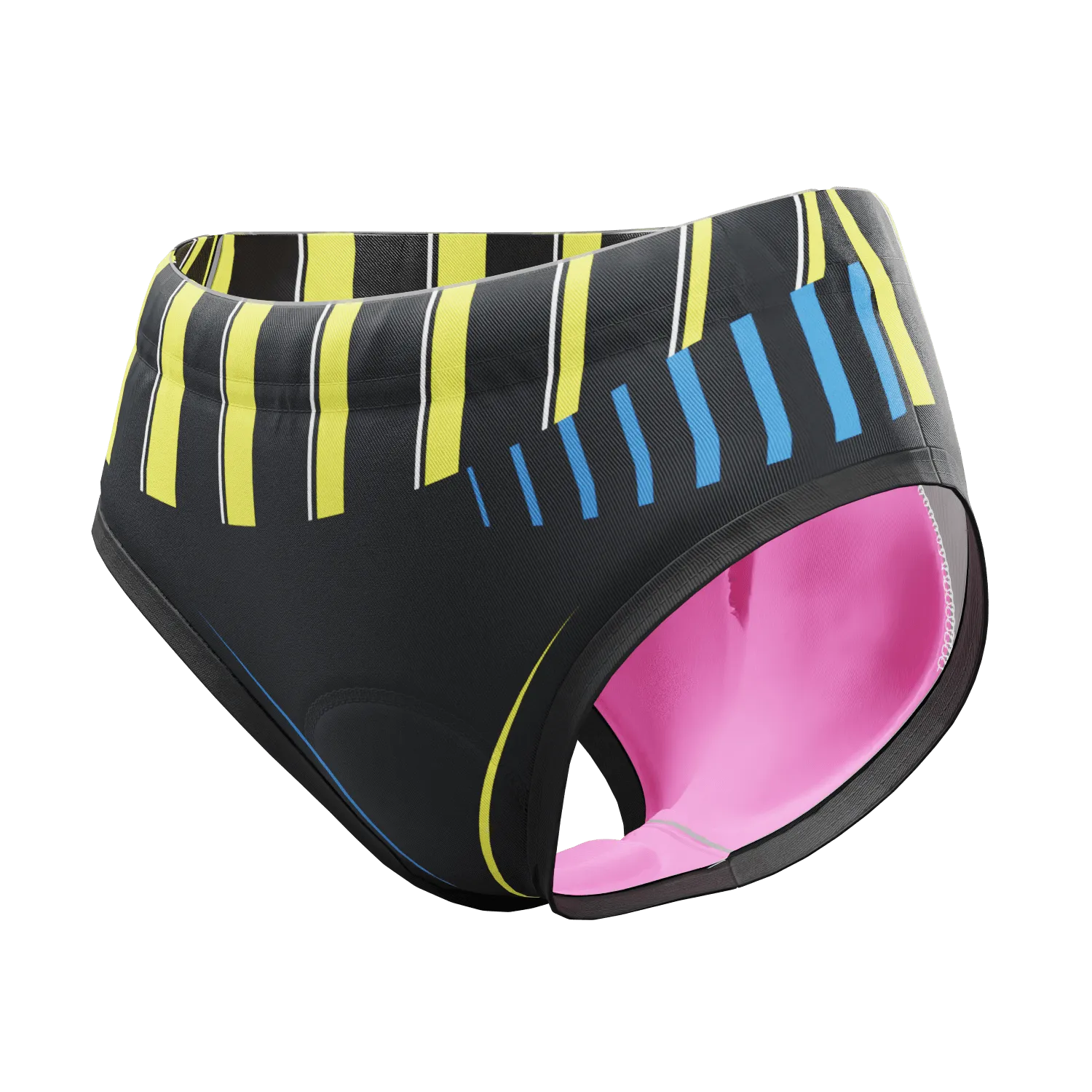 Women's Yellow and Blue Stripes Gel Padded Cycling Underwear-Briefs