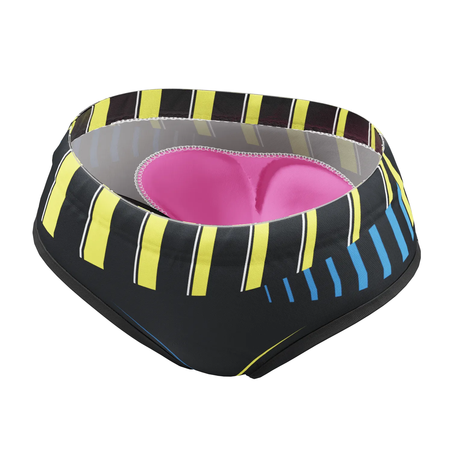 Women's Yellow and Blue Stripes Gel Padded Cycling Underwear-Briefs