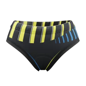 Women's Yellow and Blue Stripes Gel Padded Cycling Underwear-Briefs