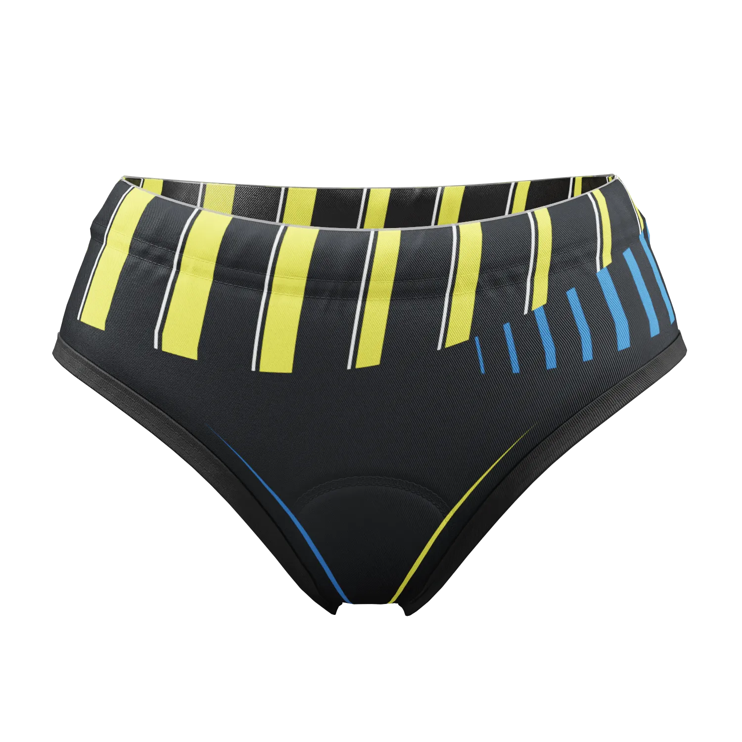 Women's Yellow and Blue Stripes Gel Padded Cycling Underwear-Briefs