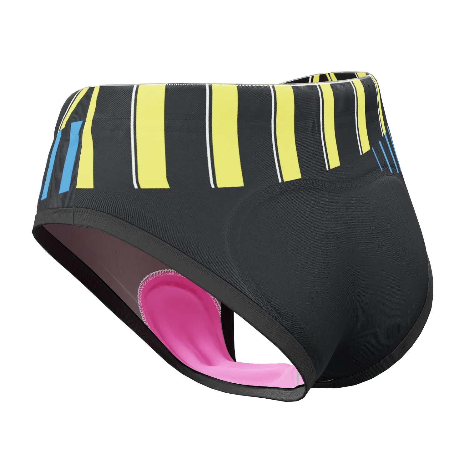 Women's Yellow and Blue Stripes Gel Padded Cycling Underwear-Briefs