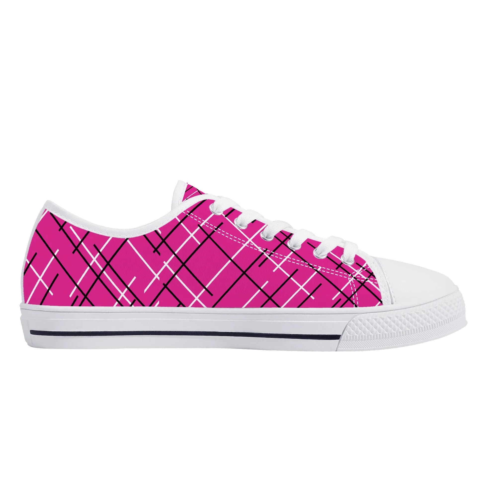 Work Hard Be Kind - Pink / Lines Low Top Canvas Shoes