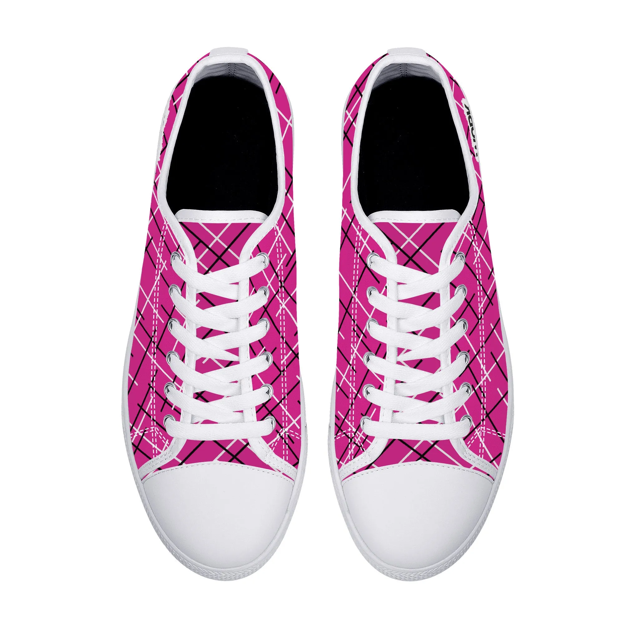 Work Hard Be Kind - Pink / Lines Low Top Canvas Shoes