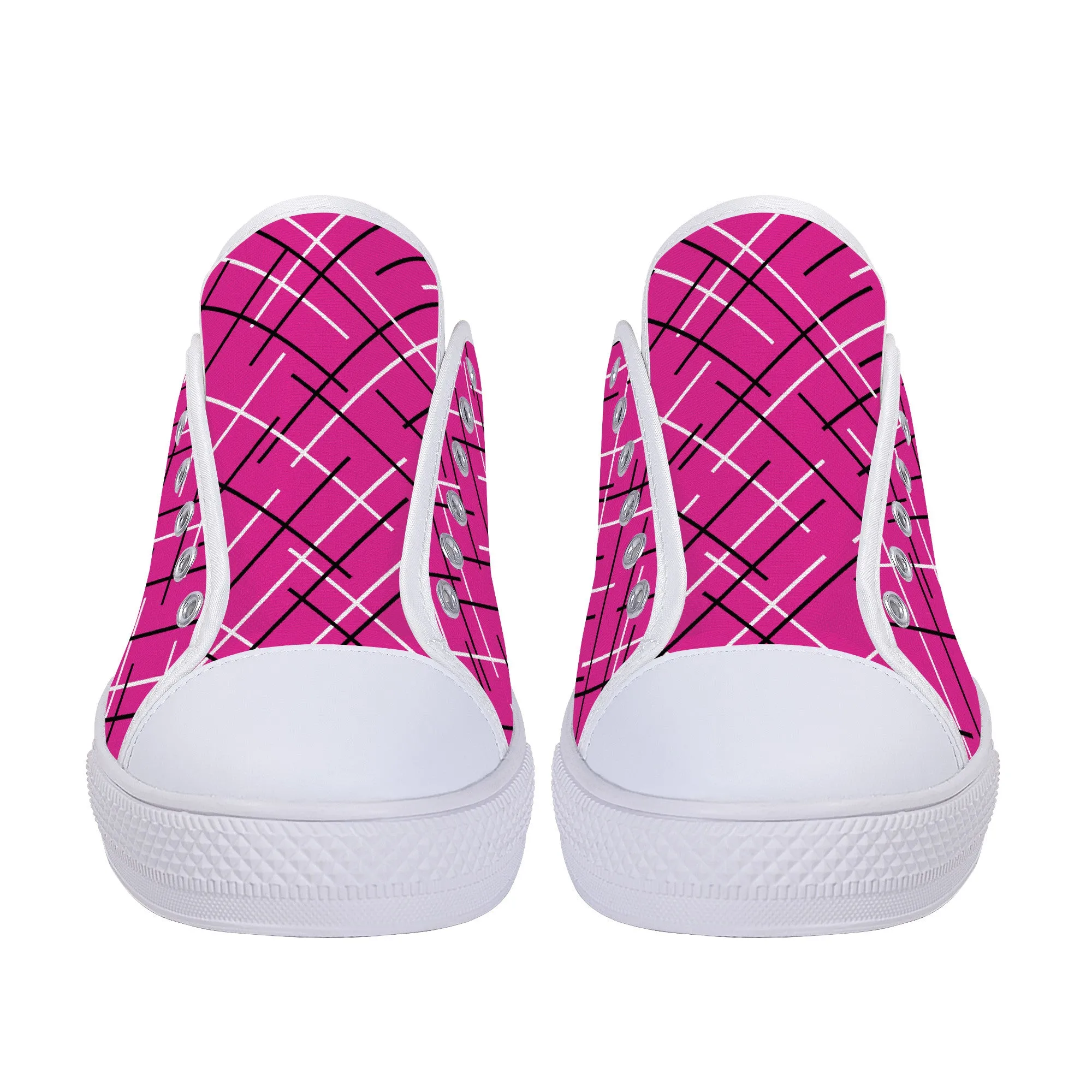 Work Hard Be Kind - Pink / Lines Low Top Canvas Shoes