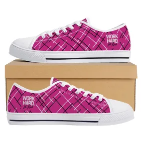Work Hard Be Kind - Pink w/ LinesLow Top Canvas Shoes