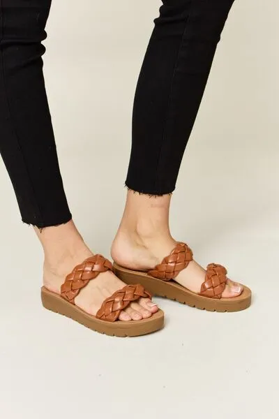 Woven Dual Band Platform Boho Bohemian Sandals