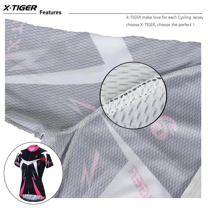 X-Tiger Pro Summer Women Cycling Clothing MTB Bike Clothing Bicycle Wear Clothes Ropa Ciclismo Girls UV400 Cycling Jersey