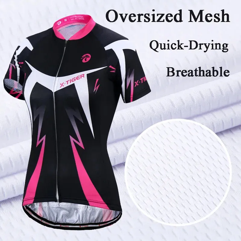 X-Tiger Pro Summer Women Cycling Clothing MTB Bike Clothing Bicycle Wear Clothes Ropa Ciclismo Girls UV400 Cycling Jersey