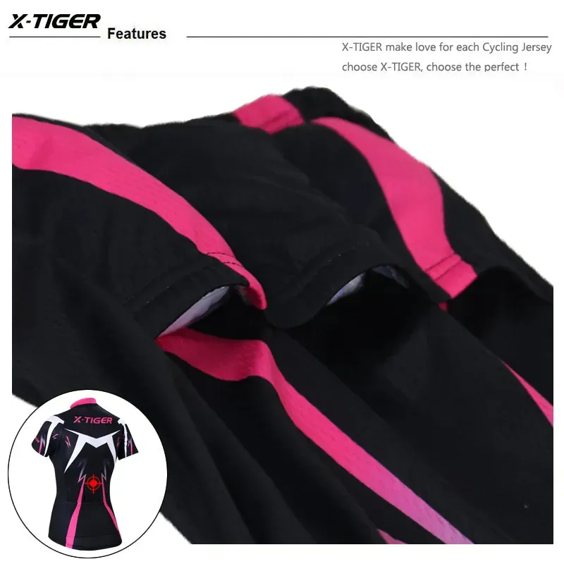 X-Tiger Pro Summer Women Cycling Clothing MTB Bike Clothing Bicycle Wear Clothes Ropa Ciclismo Girls UV400 Cycling Jersey