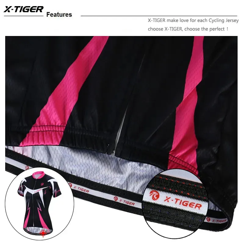 X-Tiger Pro Summer Women Cycling Clothing MTB Bike Clothing Bicycle Wear Clothes Ropa Ciclismo Girls UV400 Cycling Jersey